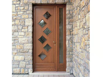 Pine entry door - Exterior glazed pine entry door by CARMINATI SERRAMENTI - view 2